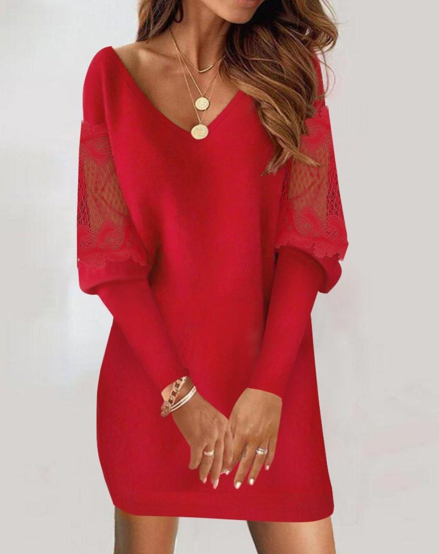 Stella - Elegante vestido de encaje con escote en V