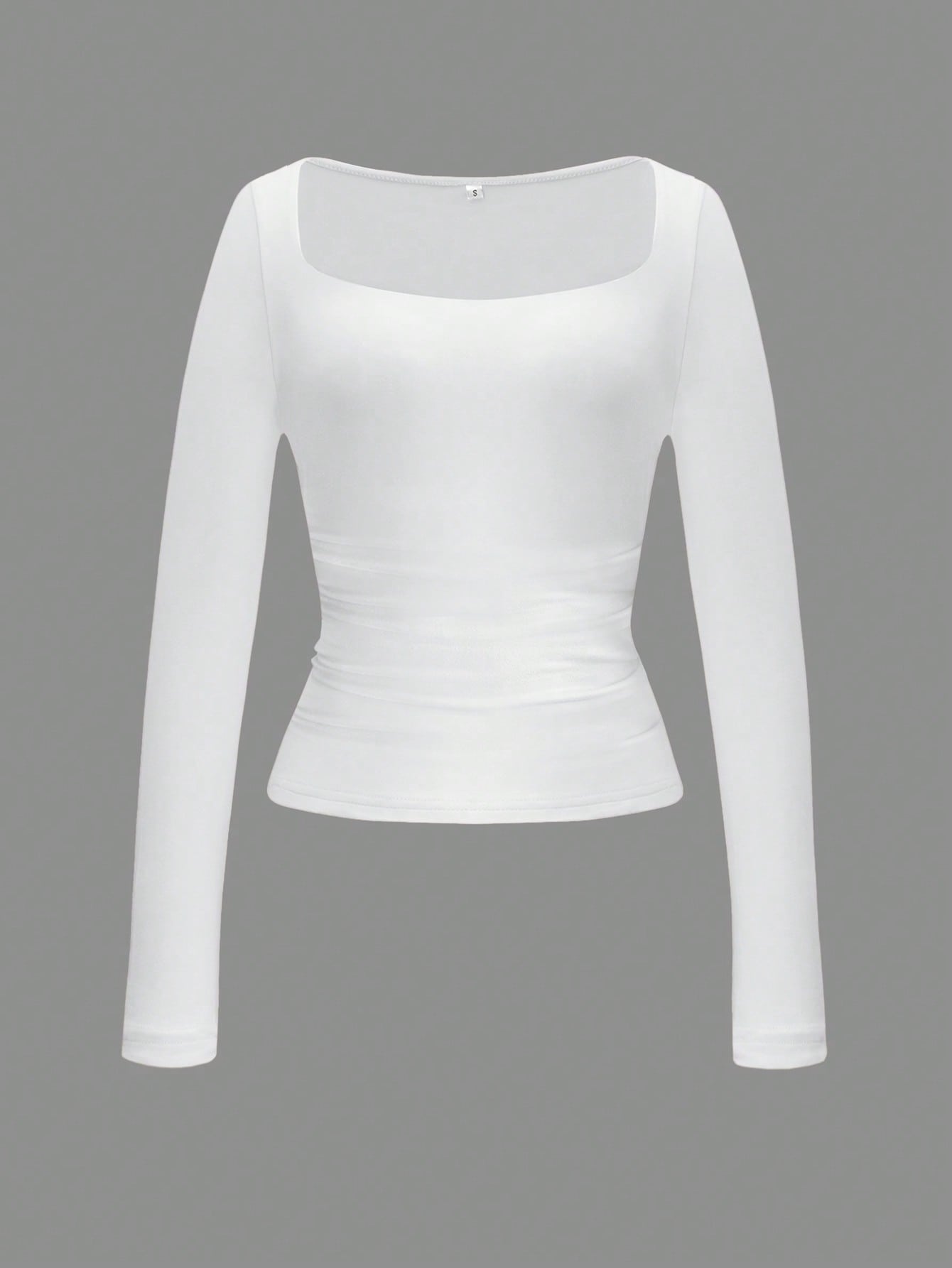 Alba - Camiseta de cuello cuadrado y manga larga