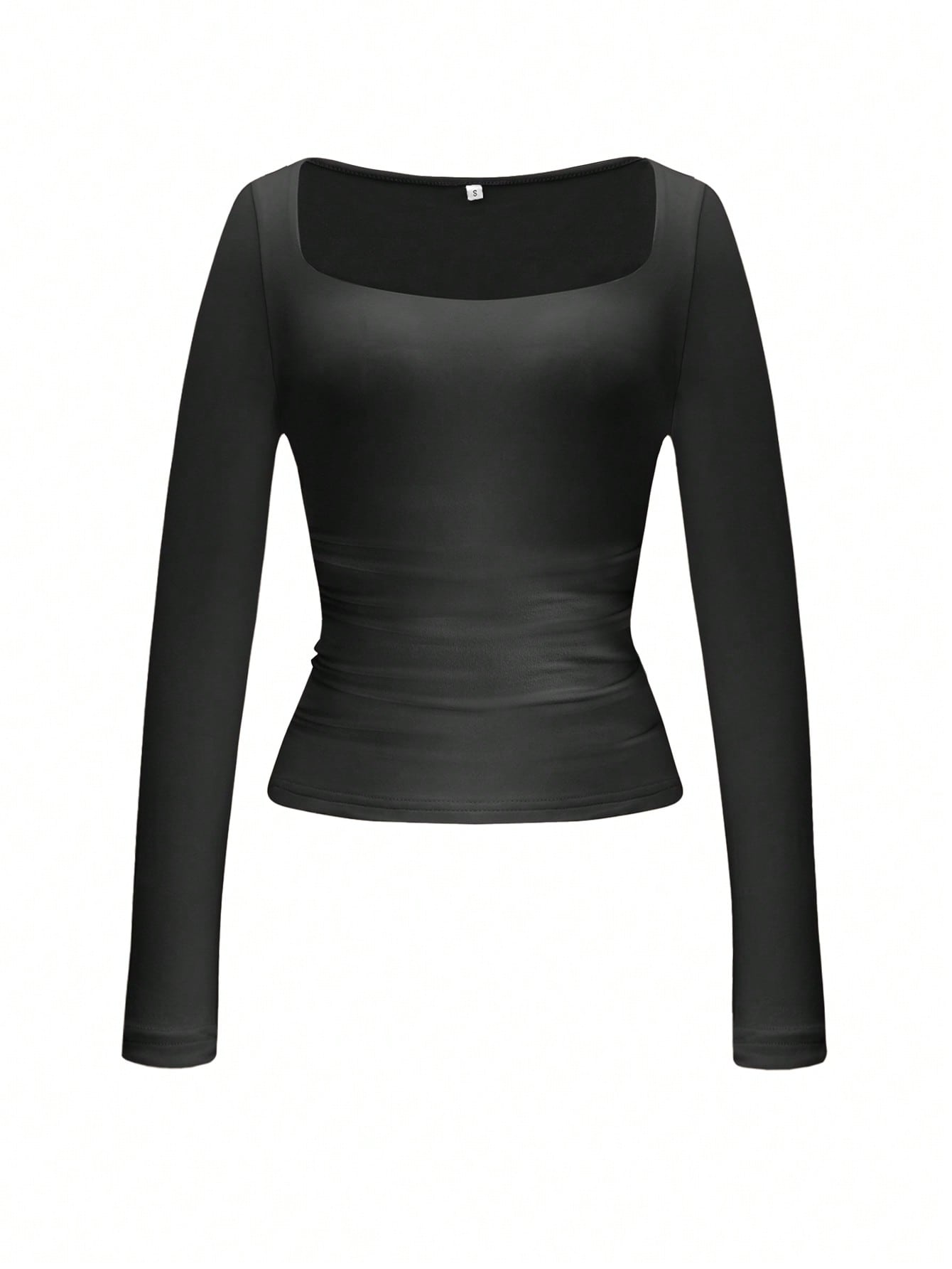 Alba - Camiseta de cuello cuadrado y manga larga