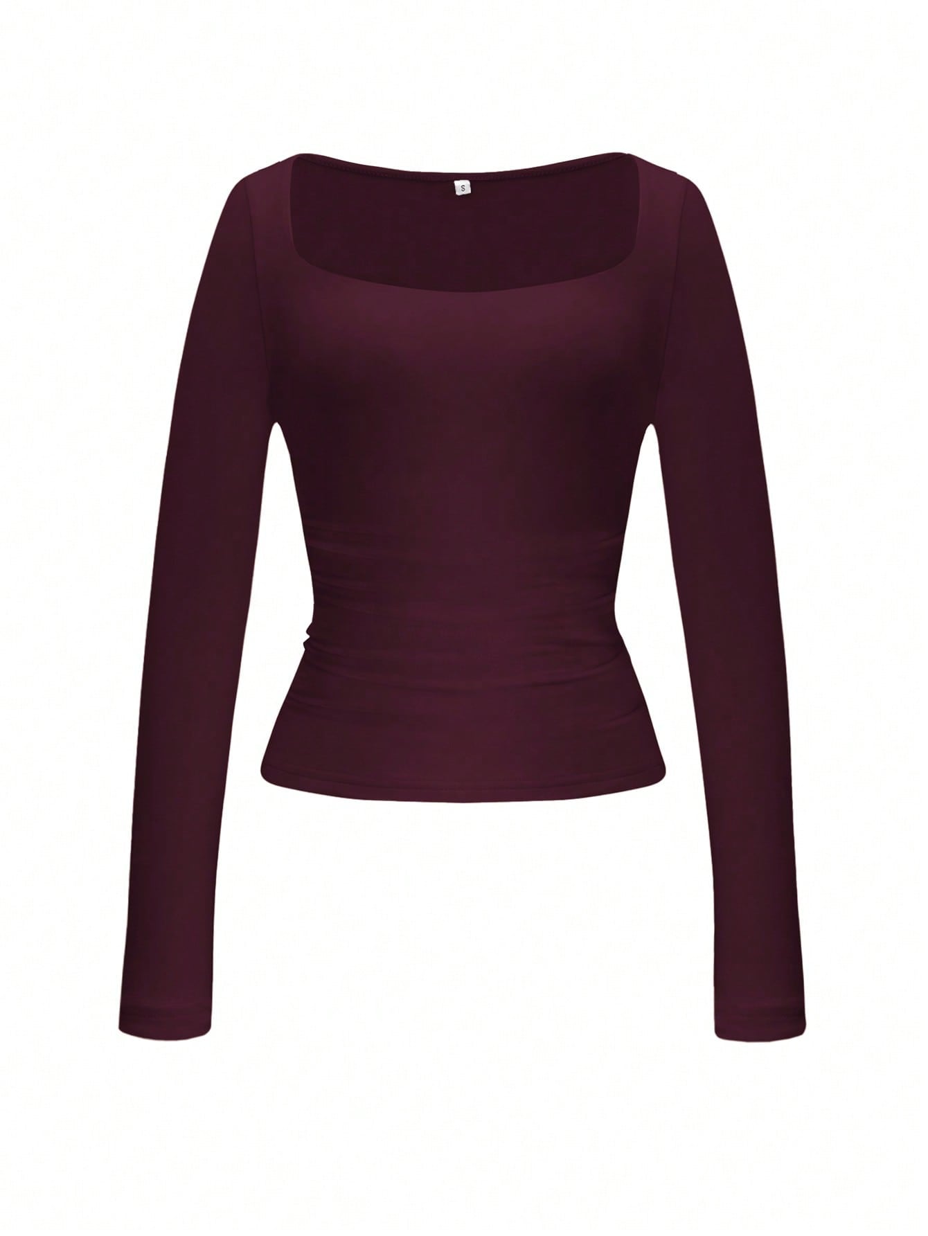 Alba - Camiseta de cuello cuadrado y manga larga