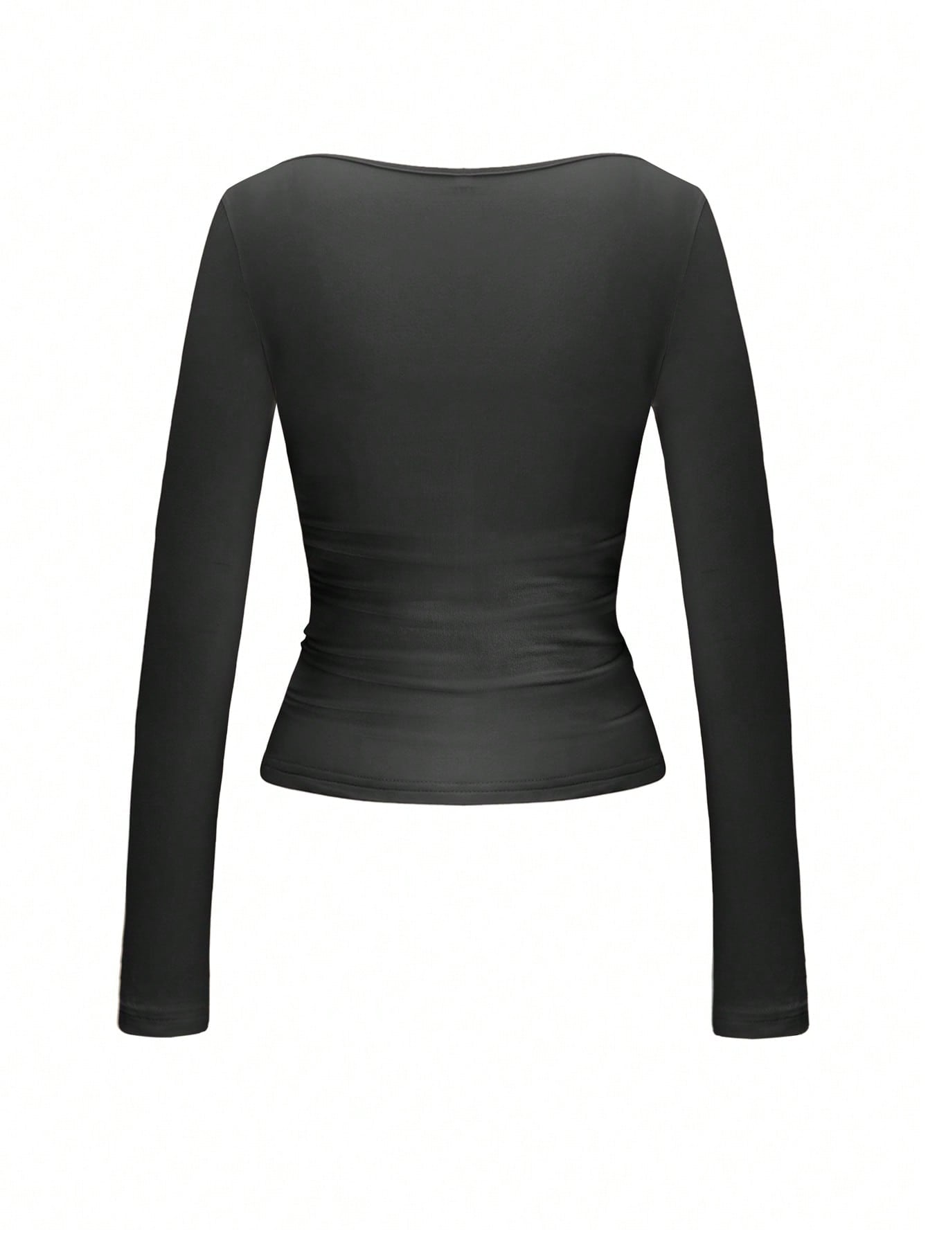 Alba - Camiseta de cuello cuadrado y manga larga