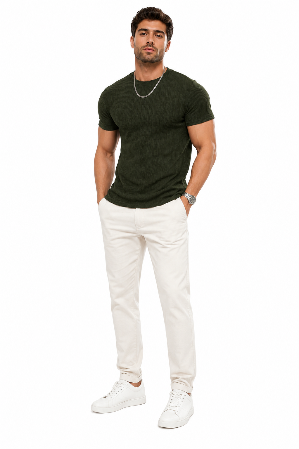 Harlem - Camiseta de cuello redondo con textura de alta calidad
